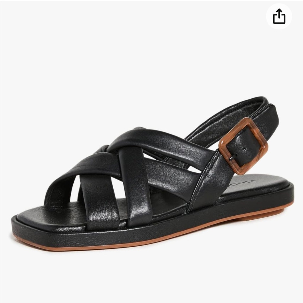 Vince Women’s Rexx Black Leather Sandals Size 8.5 Fisherman